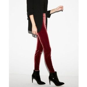 NWT EXPRESS Mid Rise Velvet Leggings (Chianti/Red)